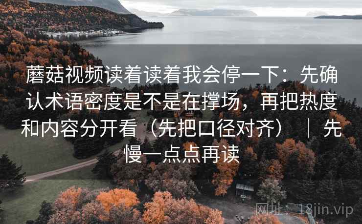 蘑菇视频读着读着我会停一下：先确认术语密度是不是在撑场，再把热度和内容分开看（先把口径对齐） ｜ 先慢一点点再读