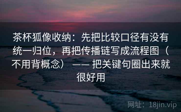 茶杯狐像收纳：先把比较口径有没有统一归位，再把传播链写成流程图（不用背概念） —— 把关键句圈出来就很好用  第2张