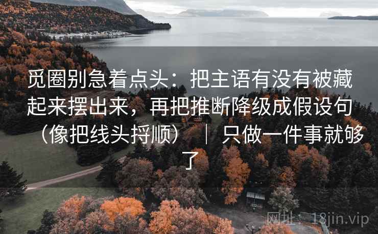 觅圈别急着点头:把主语有没有被藏起来摆出来,再把推断降级成假设句(像把线头捋顺) | 只做一件事就够了 第2张 觅圈别急着点头:把主语有没有被藏起来摆出来,再把推断降级成假设句(像把线头捋顺) | 只做一件事就够了 第2张